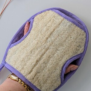 Natural Loofah Lavender Wash Cloth: Exfoliating Terry Spa Scrubber