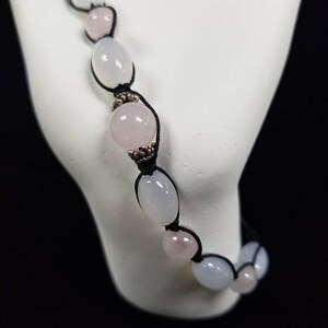 Rose and White Quartz Adjustable Bracelet