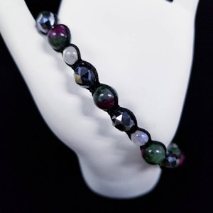 Ruby in Zoisite, Moonstone & Hematite Bracelet