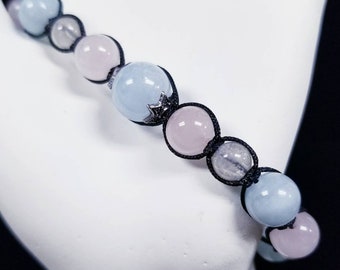 Aquamarine, Rose Quartz & Moonstone Bracelet