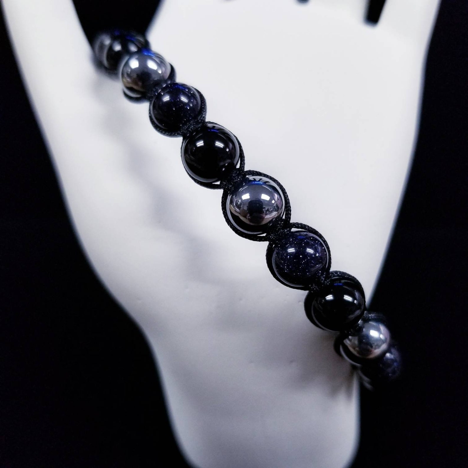 Blue Sandstone Obsidian & Hematite Bracelet - Etsy