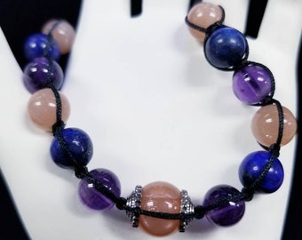 Sunstone, Amethyst & Lapis Lazuli Bracelet