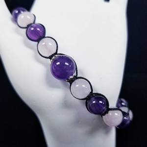Amethyst & Rose Quartz Adjustable Bracelet