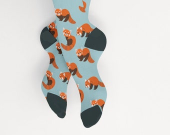 Panda rouge | Chaussettes drôles | Fond marin | Chaussettes mignonnes | Chaussettes confortables | Chaussettes chaudes | Chaussettes de nouveauté | Chaussettes amusantes | Chaussettes imprimées | Chaussettes maman | Chaussettes papa