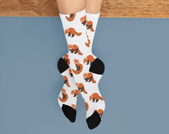 Red Panda | Cute Socks | Cozy Socks | Warm Socks | Funny Socks | Novelty Socks | Fun Socks | Printed Socks | Mom Socks | Dad Socks | Boot