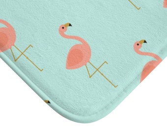 Flamingo Print | Flamingo Decor | Bathroom Remodel | Cute Bathroom Decor | Washable Rug | Tropical Flamingo | Indoor Rug | Dish Drying Mat
