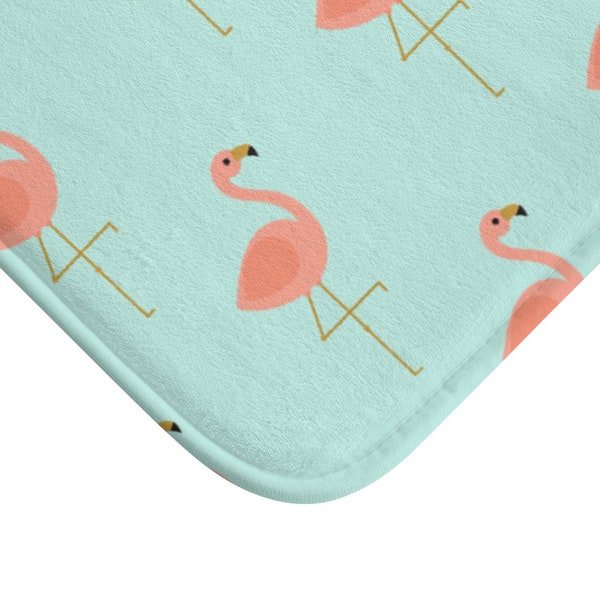 Flamingo Print | Flamingo Décor | Salle de bains Remodel | Décor mignon de salle de bains | Tapis lavable | Flamingo tropical | Tapis intérieur | Tapis de séchage de plat