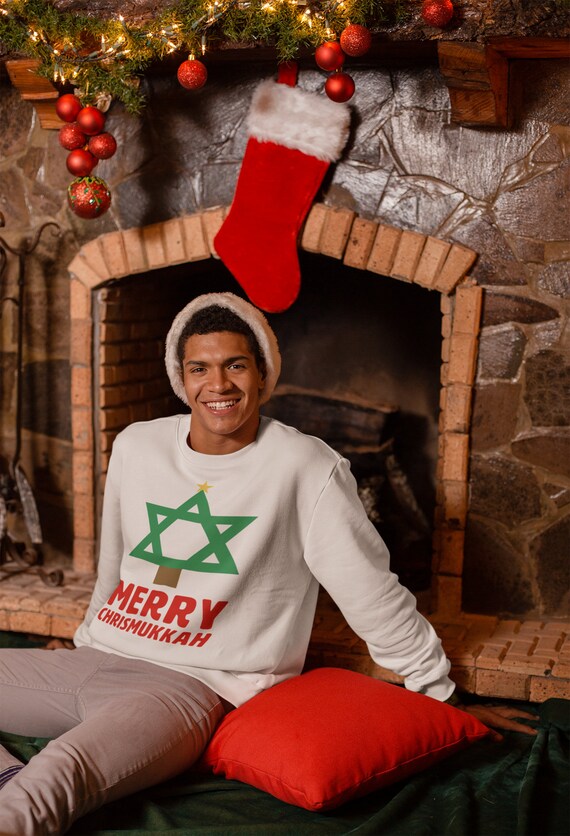 Hanukkah Sweater Christmukkah Sweater Chrismukkah Jewish Gifts Cute Christmas Tree Shirt Merry Chrismukkah Star of David Etsy