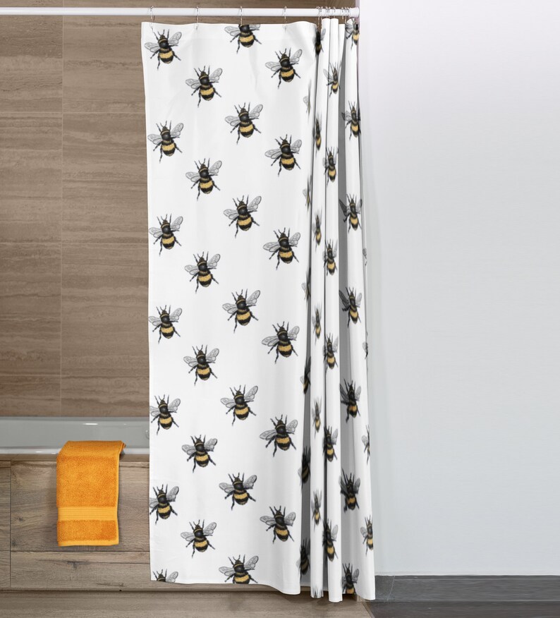 Shower Curtain Shower Curtains Bee Bathroom Decor Bath Etsy