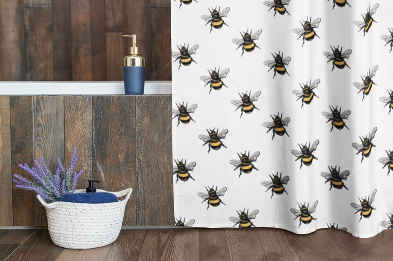 Shower Curtain Shower Curtains Bee Bathroom Decor Bath Etsy