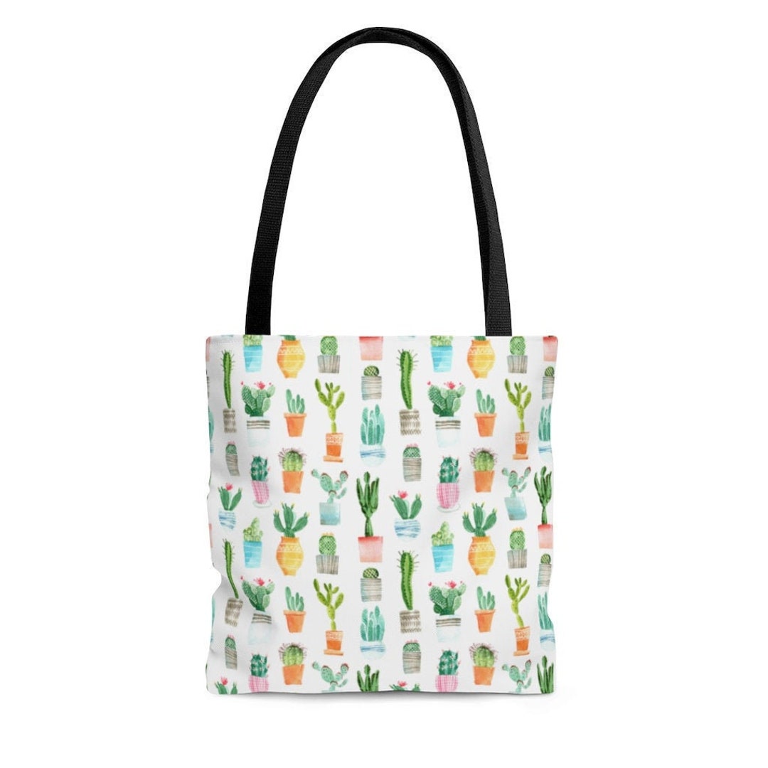 Reusable Grocery Bag Cactus Print Small Tote Bag Cactus Fabric Farmers ...