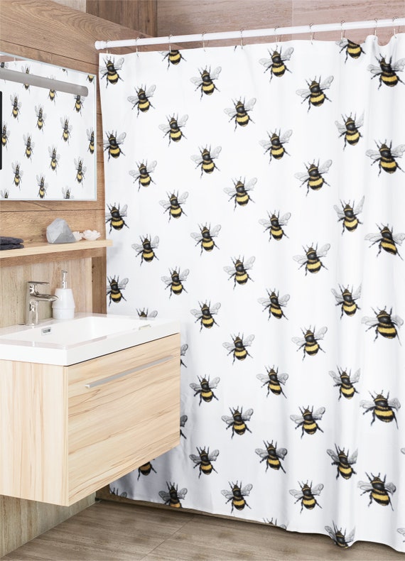 Shower Curtain Shower Curtains Bee Bathroom Decor Bath Curtain Bee