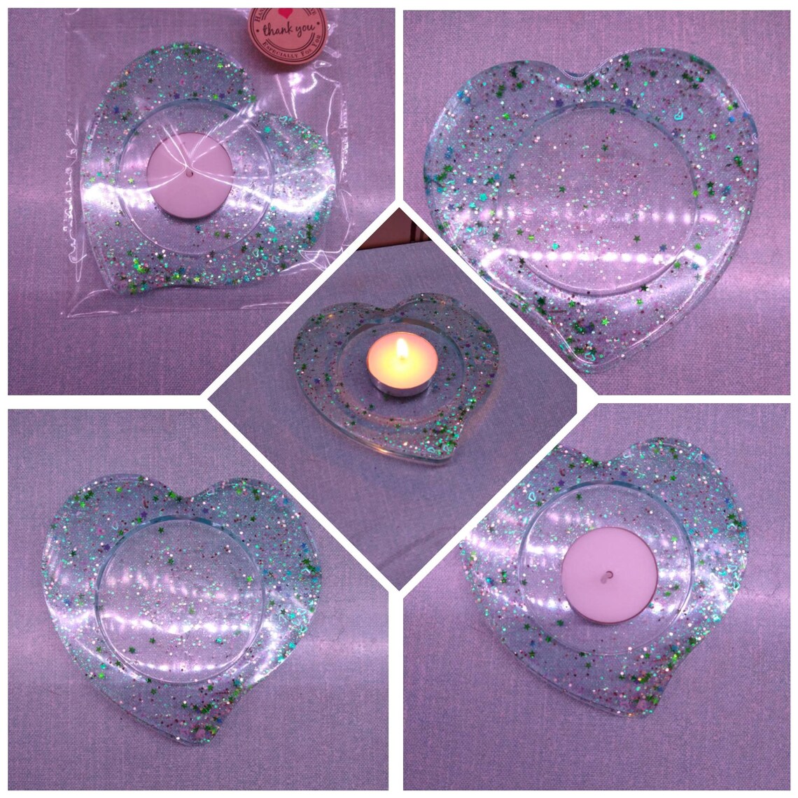 Heart Shaped Resin Candle Holder, With One Candle Included Etsy