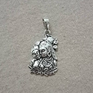 Shiva Parvati-hanger, Shiva Shakthi-hanger, Shakti-hanger, trishula-hanger, drietandhanger, damru, wassende maan, sterlingzilver