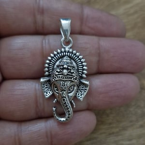 Ganesha Pendant, Dainty Ganesha, Shiva&#39;s Son Pendant, Lucky Charm, Sterling Silver Pendant, Vinayaka, Ganpati Pendant, Elephant God, 925