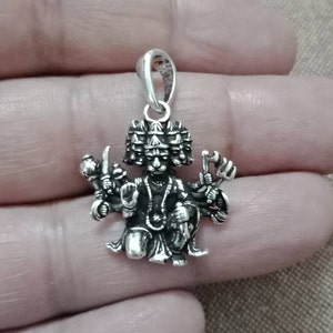 Panchmukhi Hanuman pendant, Sterling Silver, Hanuman Pendant, Rama Devotee, 925, Vanara, Spiritual Pendant, Hindu God