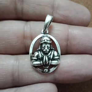 Hanuman pendant, Sterling Silver,  Rama Devotee, 925, Vanara God, Hindu God