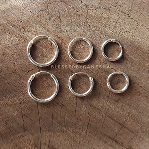 Créoles en argent sterling, créoles minimalistes, diamètre intérieur 6 mm 8 mm 10 mm, créoles en argent, boucles d&#39;oreilles cartilage, hélice, sans nickel