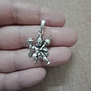 Hanuman pendant, Sterling Silver, Dronagiri mountain, Rama Devotee, 925, Sanjeevani Booti, Heart Hanuman Pendant