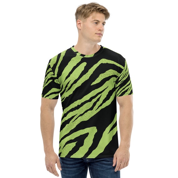Green Tiger Striped Men's Designer Tshirt Etsy
