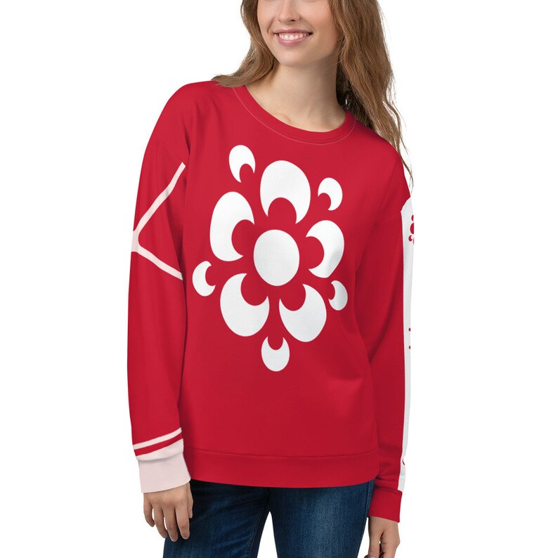 Red / White Abstract Women's Designer Sweatshirt Etsy