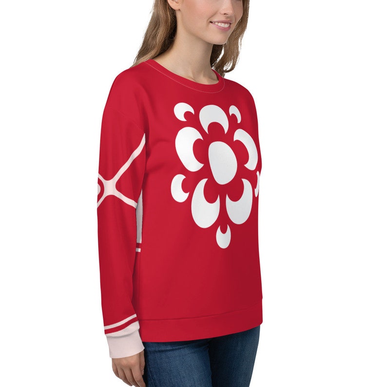 Red / White Abstract Women's Designer Sweatshirt Etsy