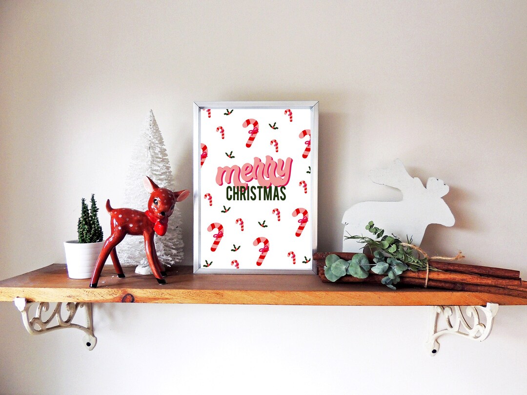 Merry Christmas Candy Canes Christmas Print Sign Etsy