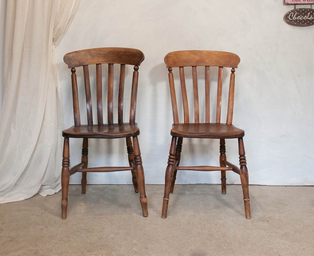 Pair of Vintage Windsor Farmhouse Chairs Set of 2 Antique Etsy