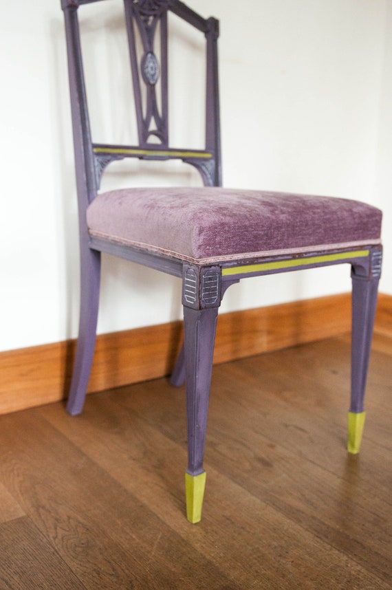 Damson Purple And Green Vintage Bedroom Chair Hand Painted Occasional Chair Hallway Chair Shabby Chic Chair Boho Upcycled Furniture