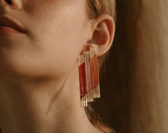 Lightweight Earrings / Gold Wire Handmade Earrings / Unique Earrings/Elegant Earrings/Color Earrings/Gift for her