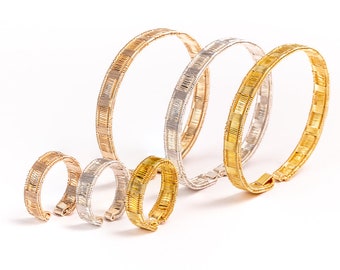 Tricolor Handmade Bracelet/Silver,Gold, Rose Gold Wire/Unique Elegant Bracelets/Gift for Her/Adjustable Bracelet