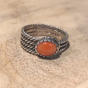 Coral Ring, Coral Silver Ring, Pure Silver Ring, 925 Silver Ring, Natural Stone, Modern Design Ring, Statement Ring