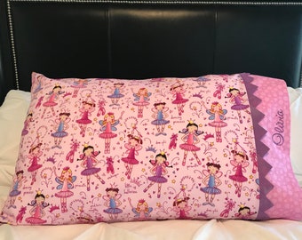 Girls Pillowcase,Children's Pillowcase,Ballerina Pillowcase,Personalized-machine embroidered, Toddler Pillowcase,Custom made to order