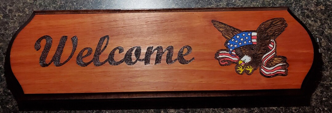 Welcome Sign, Patriotic Welcome Sign, Welcome, Welcome Sign With Eagle