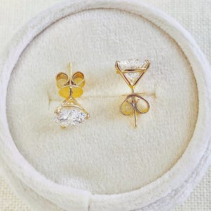 2 Carat Total Lab Grown Diamond Stud Earrings / IGI Certified / Martini cup settings / 3 prongs / 14K Gold