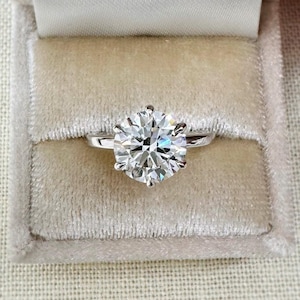 3 Carat Round Lab Grown Diamond Solitaire Gold Ring / Engagement Ring / 14K Gold Proposal ring