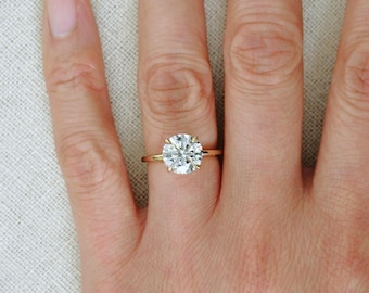 2 Carat Lab Grown Diamond Solitaire Ring: 14K Gold, IGI Certified