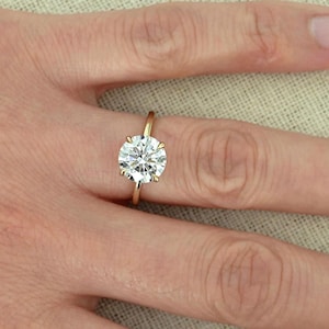 3 Carat Lab Grown Diamond Engagement Ring: 14k Gold Solitaire, IGI Certified