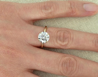 3 Carat Lab Grown Diamond Engagement Ring: 14k Gold Solitaire, IGI Certified