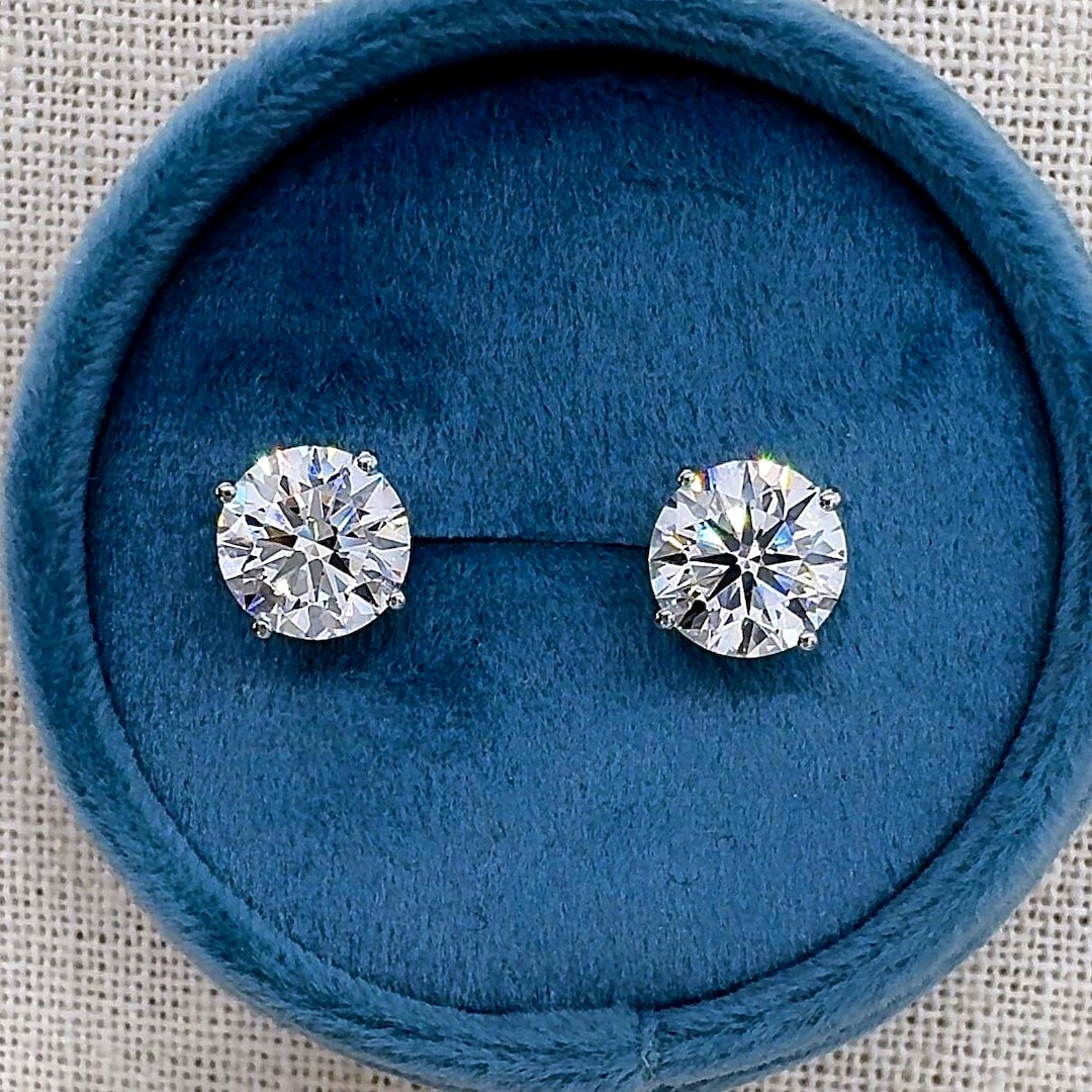 4.00 Ct Lab Grown Diamond Stud Earrings: 14k Gold, IGI Certified - Etsy