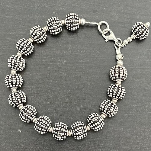 Bali Bead Bracelet Small Silver Bracelet Sterling Silver Etsy