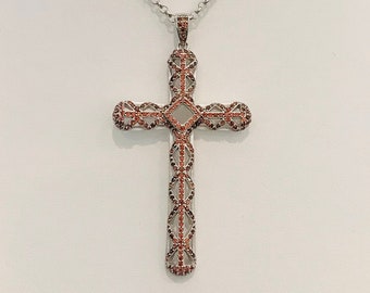 Garnet Cross in Sterling Silver
