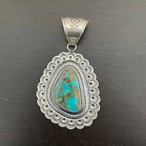 Vintage Signed Ernest Roy Begay Exquisite Turquoise Pendant
