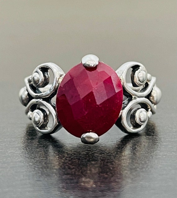 Checkerboard Cut Ruby Ring in Sterling Silver - image 4