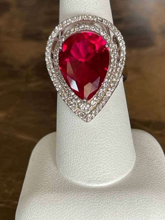 Ruby Red CZ Ring in Sterling Silver - image 3