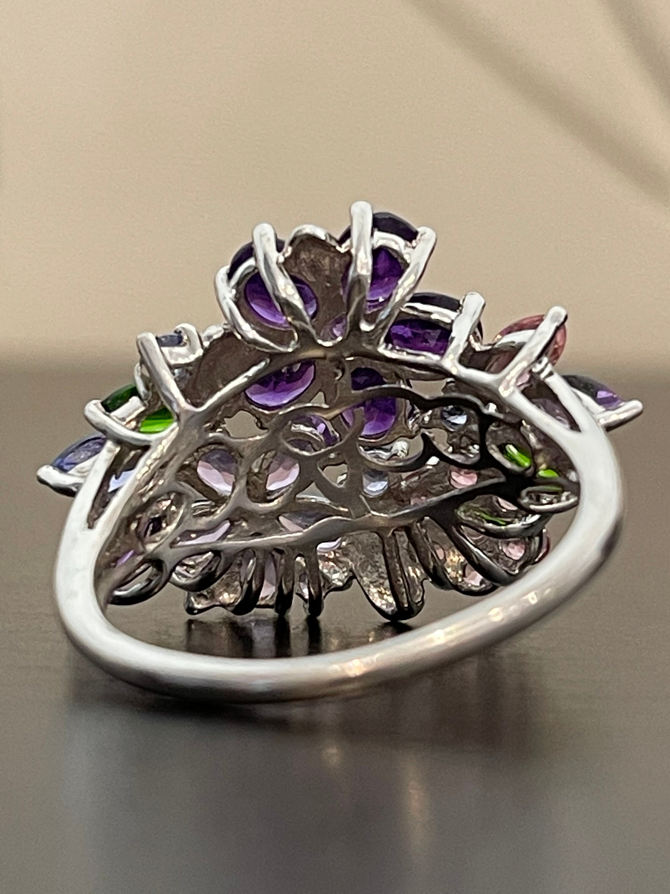 Stunning Flower Bouquet Ring in Sterling Silver Etsy