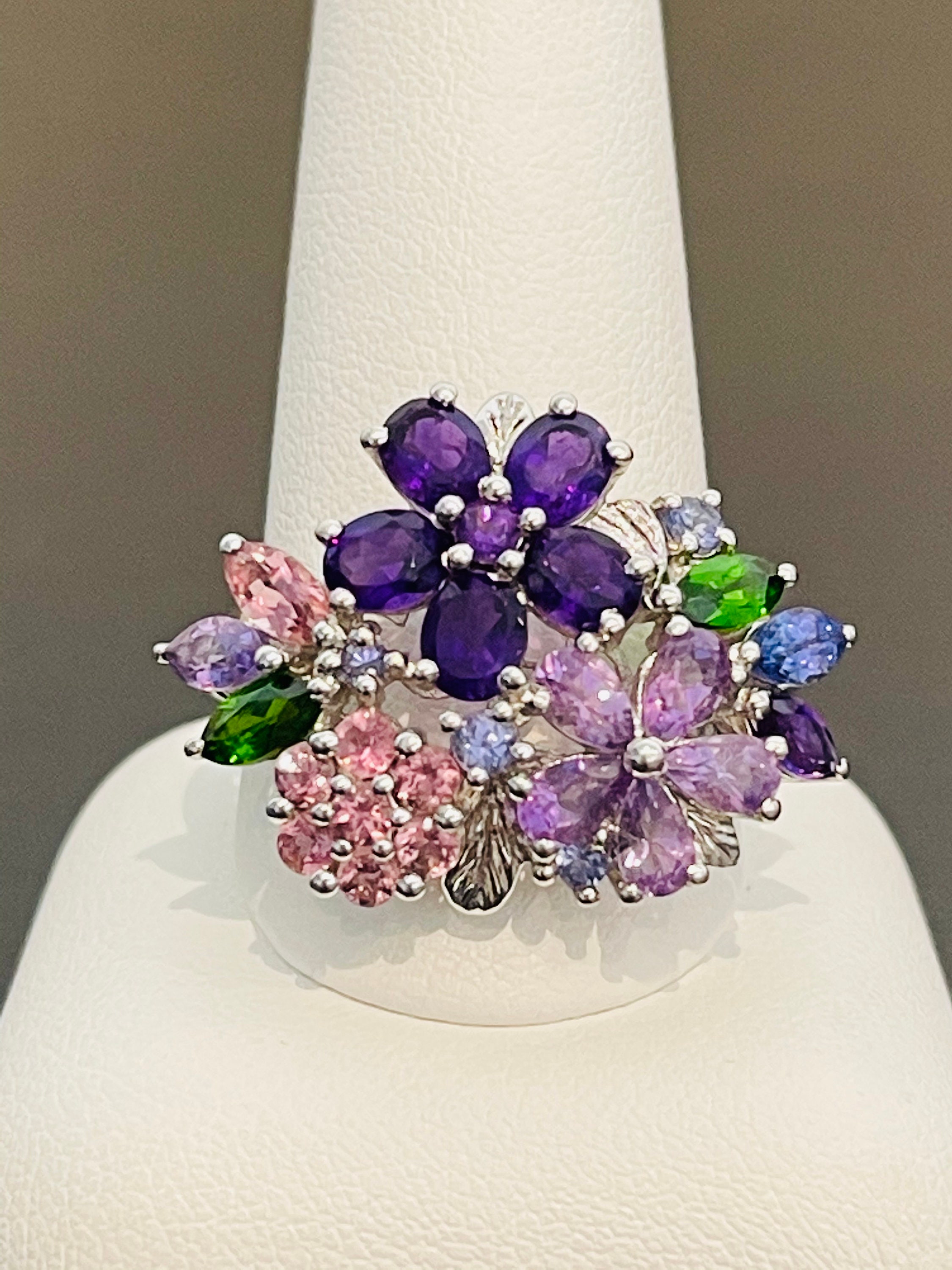 Stunning Flower Bouquet Ring in Sterling Silver Etsy.de