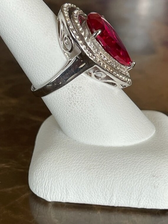 Ruby Red CZ Ring in Sterling Silver - image 4