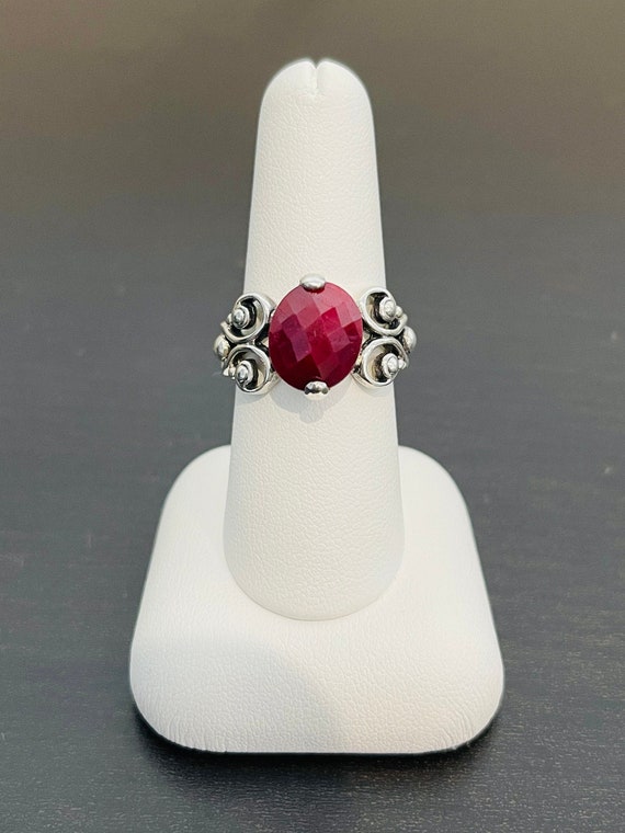 Checkerboard Cut Ruby Ring in Sterling Silver - image 2