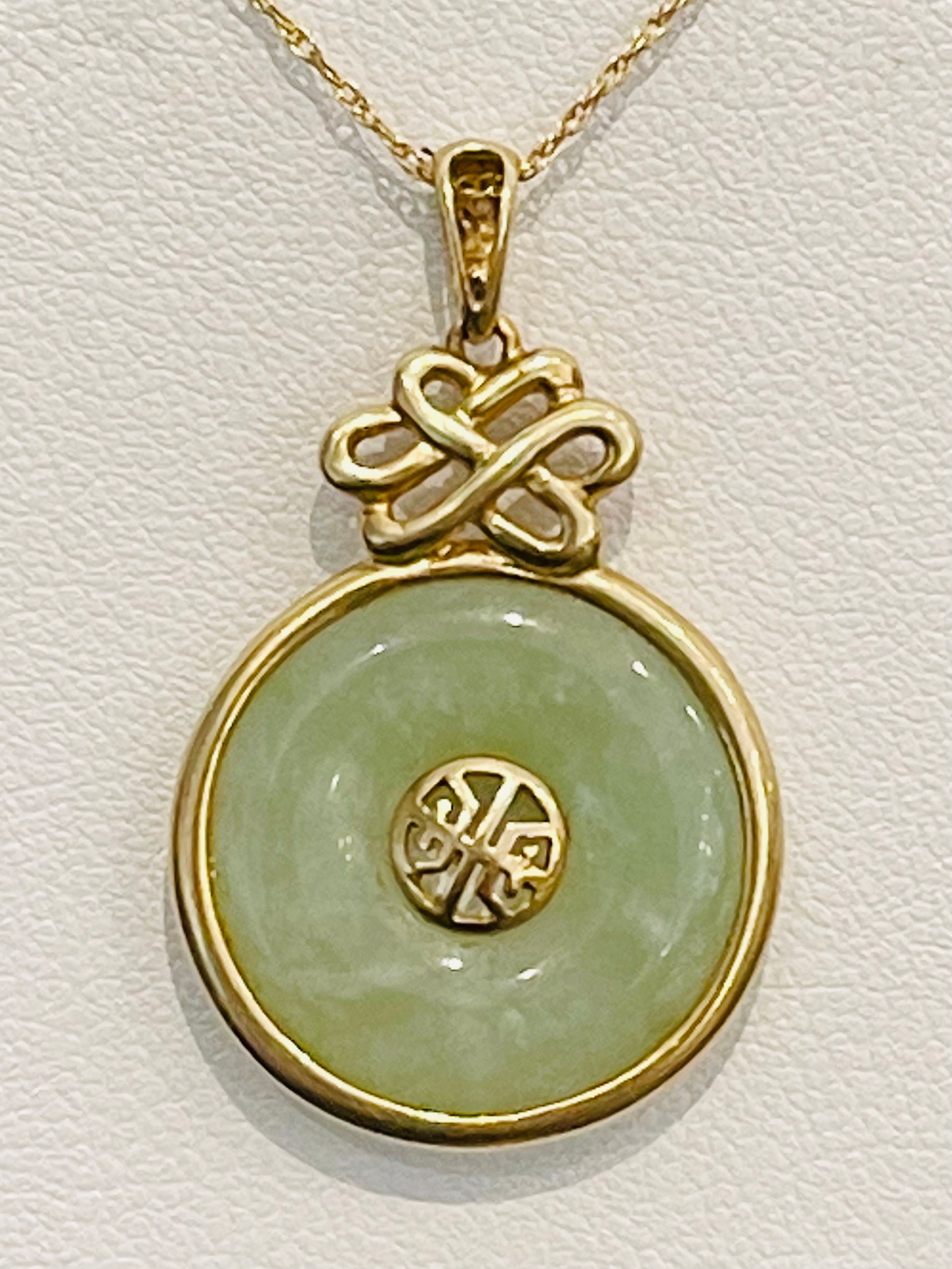 Jade Pendant in 14K Yellow Gold | Etsy